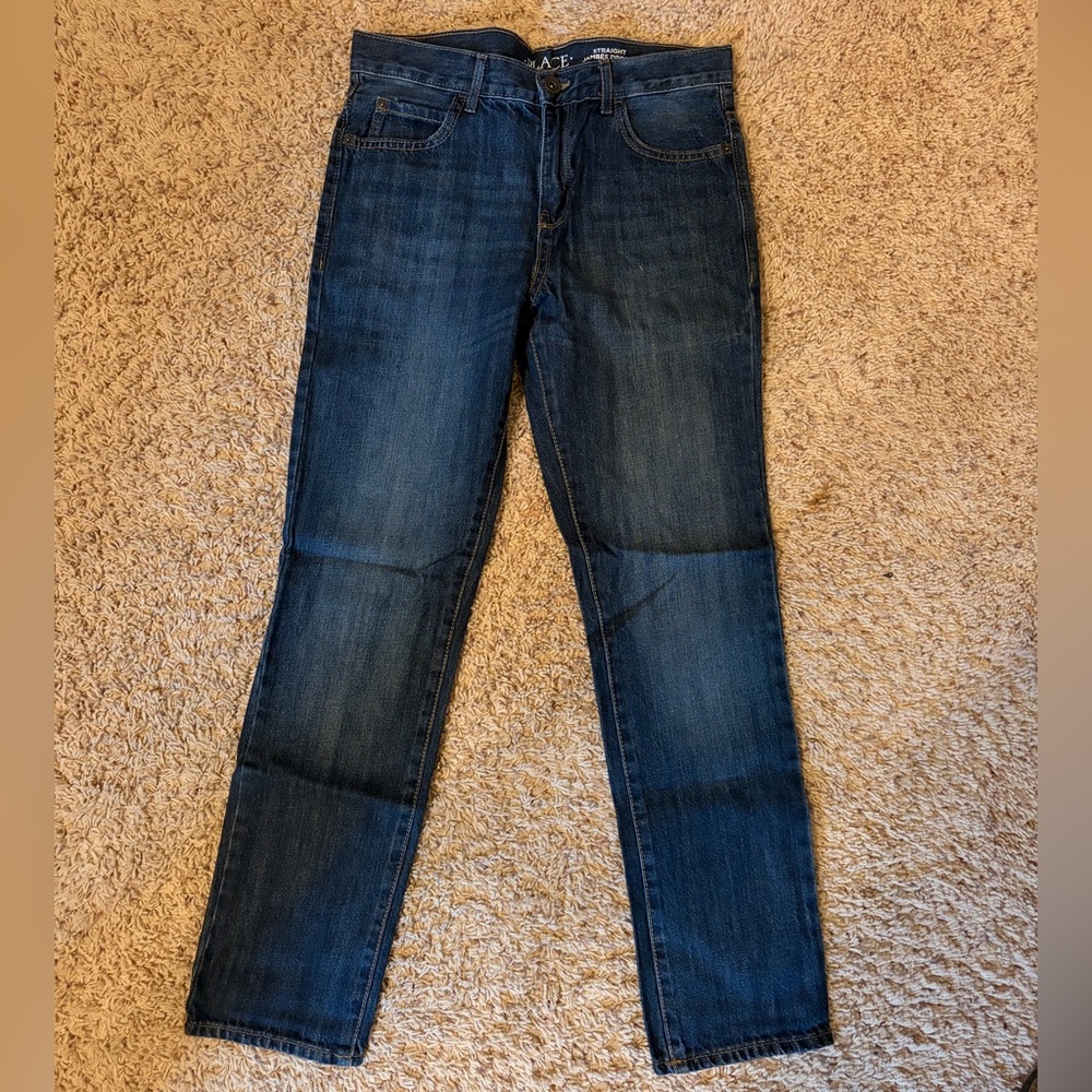 NWT The Children’s Place Boys Dark Blue Straight Jeans Size 14